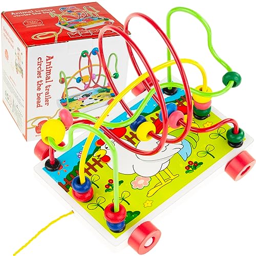 Martom® Großes Motorikschleife Labyrinth mit Mula-Ringen Perlen, Labyrinth, Kinderspielzeug, Holz, Bildungskreis, Perlen, Labyrinth, leuchtende Farben, Montessori Spielzeug, pädagogische Wissenschaft von Martom