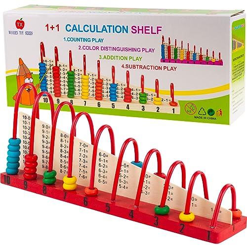 Martom® Holzperlen Abakus Montessori, Mathematik Lernspielzeug Rechenrahmen aus Holz mit Holzkugeln Farbige Bälle mit Aufgaben, einfaches Lernen von Martom