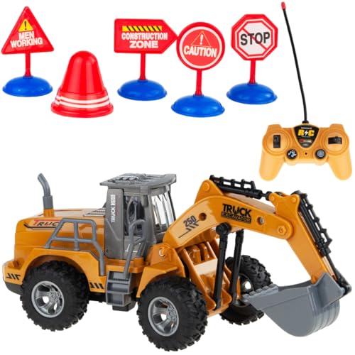 RC Bagger mit Fernbedienung + Zeichen, ferngesteuertes Modell, Ferngesteuertes Modell, Ferngesteuerter Bagger für Kinder, mit Zubehör, Verkehrsschilder RC Bagger mit Fernbedienung + Zeichen, ferngesteuertes Modell, Ferngesteuertes Modell, Ferngesteuerter Bagger für Kinder, mit Zubehör, Verkehrsschilder von Martom