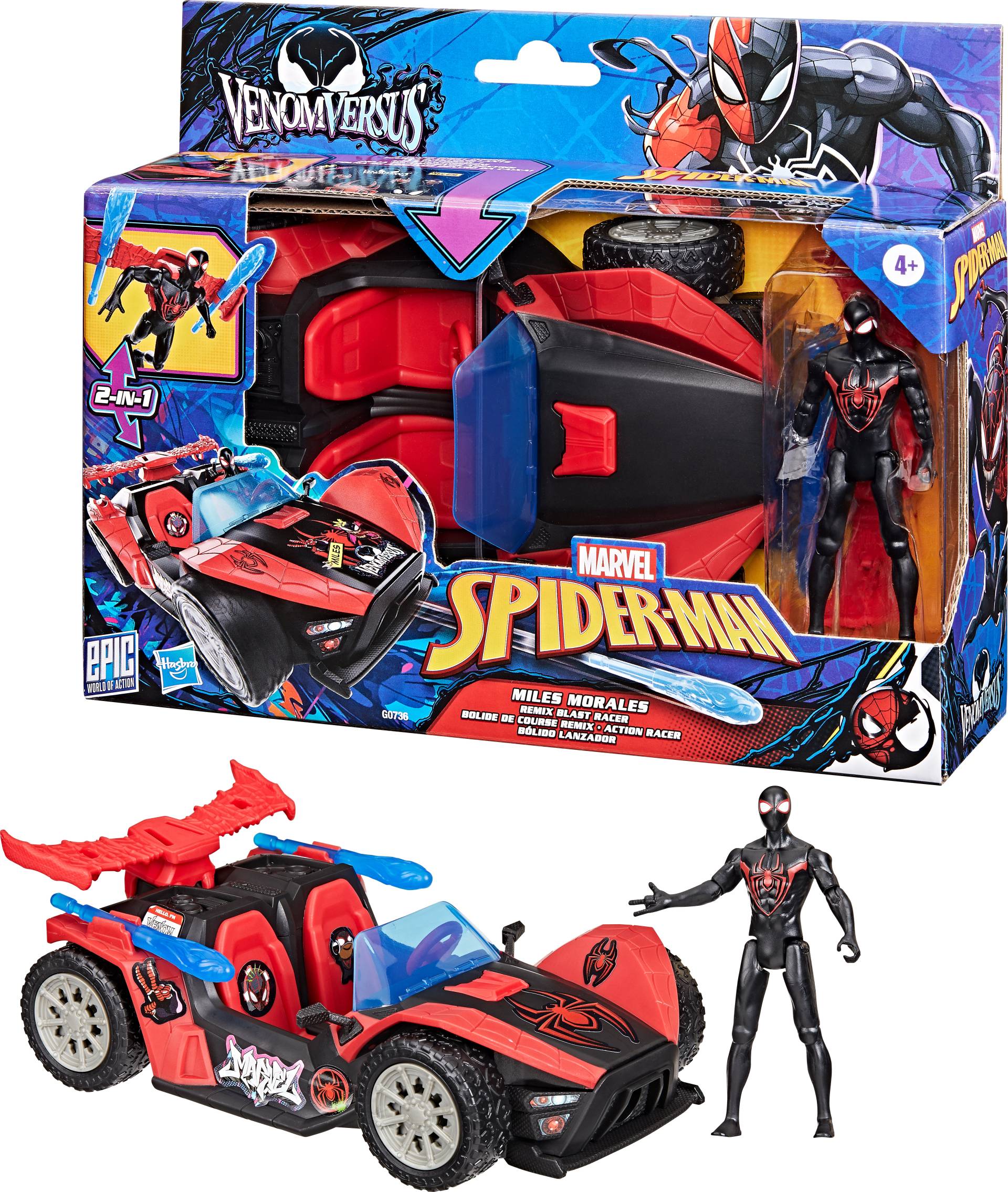 Marvel Spider-Man Epic World of Actionfigur mit Auto - Miles Morales Remix Blast-Racer Marvel Spider-Man Epic World of Actionfigur mit Auto - Miles Morales Remix Blast-Racer von Marvel Spider-Man