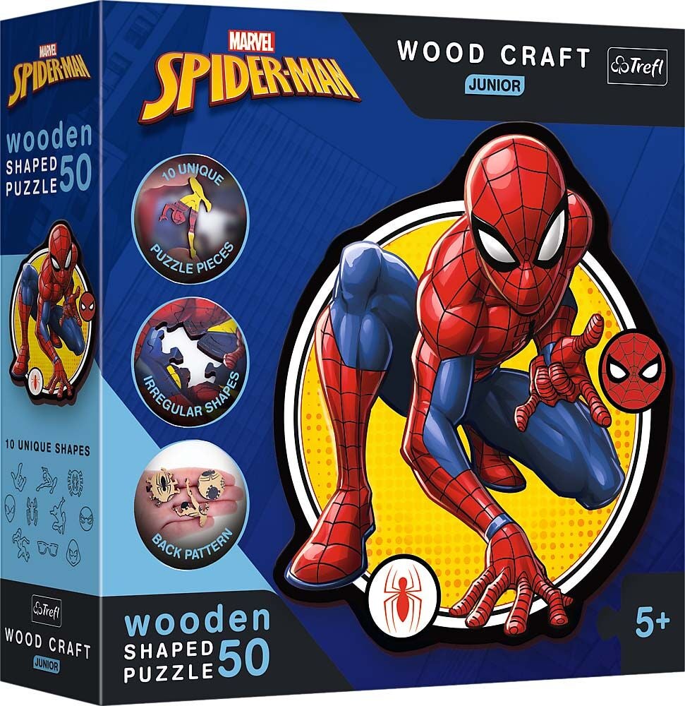 Trefl Wood Craft Junior Spider-Man Puzzle 50 Teile von Marvel Spider-Man