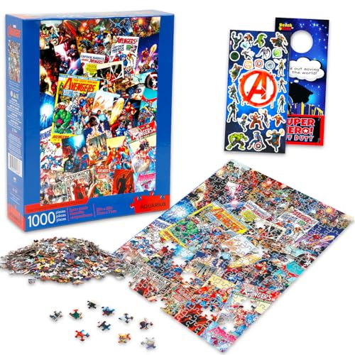 Avengers-Puzzle-Aktivitätsset – Bündel mit 1000 Teilen Marvel Comics Puzzle, plus Aufklebern, mehr | Avengers-Puzzle für Erwachsene, Teenager von Marvel