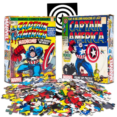 Captain America Puzzles für Kinder, Erwachsene – Bündel mit 2 sortierten 300-teiligen Captain America-Puzzles plus Aufkleber | Marvel Superhelden-Puzzles von Marvel