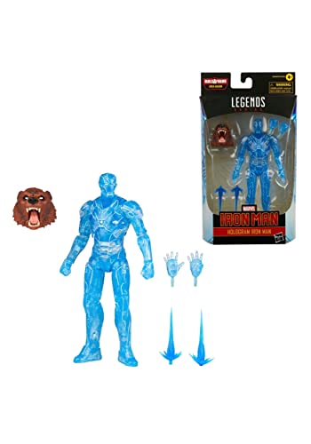 Marvel Hasbro Legends Series Hologramm Iron Man Actionfigur Spielzeug, Premium Design und Artikulation inkl. 2 Zubehörteilen und 1 Build-A-Figure-Teil Mehrfarbig von Marvel