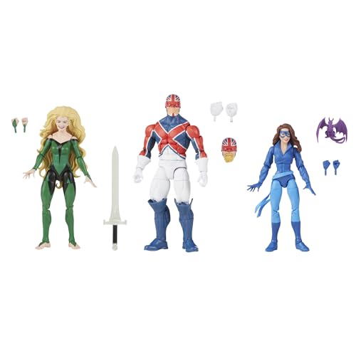 Hasbro - Set mit 3 Figuren Meggan, Captain Britain und Shadowcat X-Men Marvel Legends, 15 cm, Actionpuppen, Mehrfarbig (128095) von Marvel