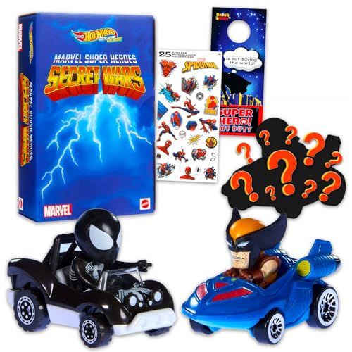 Hot Wheels Marvel Geheime Wars Racer Spiderman Blindboxen - Bündel mit 2024 Comic-Con Exclusive RacerVerse Hot Wheels Mystery-Spielzeug plus Aufklebern, mehr | Spielzeugauto-Rennfahrervers Marvel von Marvel
