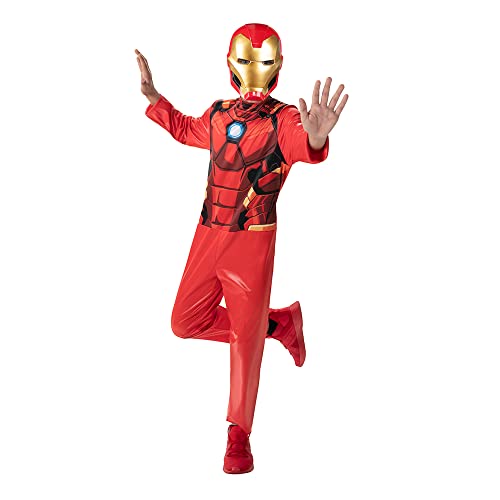 Iron Man Kostüm für Kinder, offiziell lizenziertes Marvel Avengers, Vollärmeliges Poly-Jersey-Anzug mit bedrucktem Design und 3D-Helmmaske – Superhelden-Kostüme für Jungen und Mädchen – Kindergröße L von Marvel