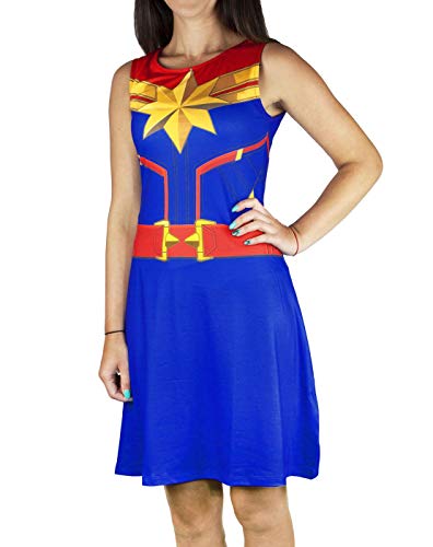 Kapitän Marvel Super Heroine Kostüm Frauen Sleeveless Abendkleid in Blau von Marvel