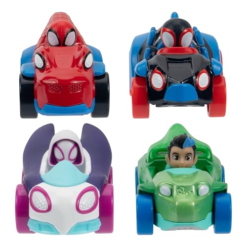 Spidery and his Amazing Friends Marvel Amazing Metals 4 Stück – vier 7,6 cm Die-Cast Dino-Webs Fahrzeuge mit eingebauten Charakteren von Jazwares