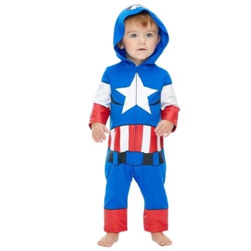 Marvel Avengers Captain America Little Boys Zip-Up Hooded Costume Coverall Blue 6 von Marvel