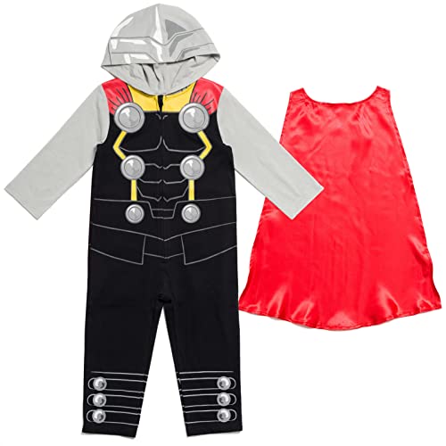 Marvel Avengers Thor Toddler Boys Zip Up Cosplay Coverall and Cape Black/Red 3T von Marvel