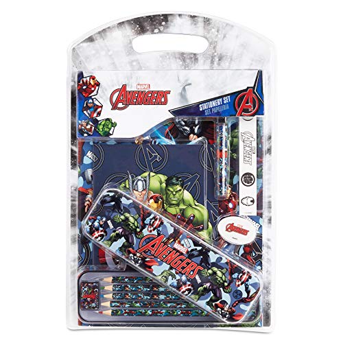Marvel Back to School Supplies, Schreibtisch Zubehör mit Notizbuch A4 Etui Schule, Spitzer und Filzstifte Kinder, Avengers Schreibwaren Set, Kawaii Schulsachen, Einschulung Geschenke Marvel Back to School Supplies, Schreibtisch Zubehör mit Notizbuch A4 Etui Schule, Spitzer und Filzstifte Kinder, Avengers Schreibwaren Set, Kawaii Schulsachen, Einschulung Geschenke von Marvel