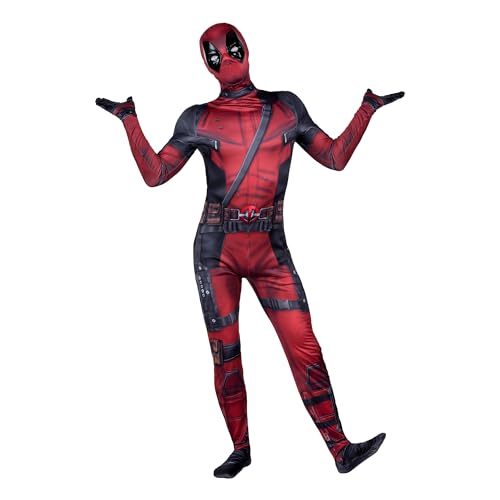 Marvel Deadpool Offizielles Zentai-Kostüm für Erwachsene – Deluxe-Zwei-Wege-Stretch-Spandex mit unsichtbaren Reißverschlüssen und Handgelenköffnungen für zusätzlichen Komfort – Größe M Marvel Deadpool Offizielles Zentai-Kostüm für Erwachsene – Deluxe-Zwei-Wege-Stretch-Spandex mit unsichtbaren Reißverschlüssen und Handgelenköffnungen für zusätzlichen Komfort – Größe M von Marvel