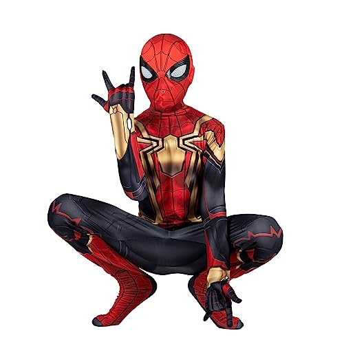 Marvel Integrierter Spider-Man Youth Deluxe Zentai Anzug - Spandex Overall mit gedrucktem Design und Spandex Overhead Maske mit Kunststoffaugen von Marvel