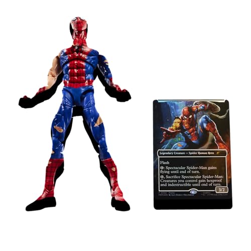 Marvel Legends Series Magic: The Gathering Spider-Man mit Kampfspuren, Action-Figur Plus Exklusive Foil Sammelkarte von Marvel