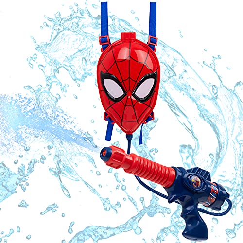 Marvel Spiderman Wasserpistole mit Tankrucksack, Wasserpistole mit großer Reichweite 10 Meter von Sambro