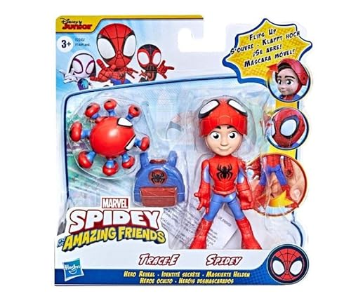 Marvel Spidey & His Amazing Friends Actionfigur Superhelden + Kriminelle (Pick Figur) (Spidey & Trace-E, 2pcs (4 Zoll) von Marvel