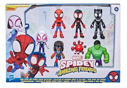 Marvel Spidey & His Amazing Friends Actionfiguren Superhelden + Bösewichte (Figur wählen) (Spidey Heroes Pack (7 Figuren)), Schwarz von Marvel