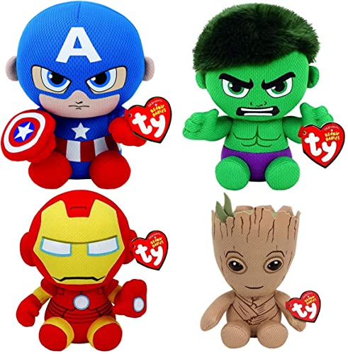 Marvel TY 4-teiliges Superhelden Plüsch Set - 15cm von Marvel