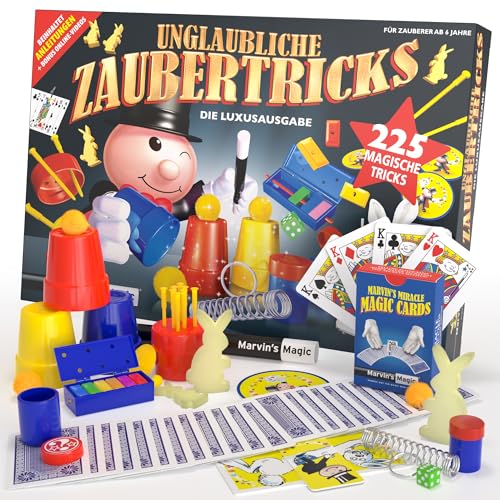Marvin's Magic - Kinderzauberset - 225 verblüffende Zaubertricks für Kinder - Zaubern leicht gemacht - Inklusive mystischer Zauberkarten, Kanister zum Gedankenlesen, Zaubertheater, Zauberstab + mehr Marvin's Magic - Kinderzauberset - 225 verblüffende Zaubertricks für Kinder - Zaubern leicht gemacht - Inklusive mystischer Zauberkarten, Kanister zum Gedankenlesen, Zaubertheater, Zauberstab + mehr von Marvin's Magic