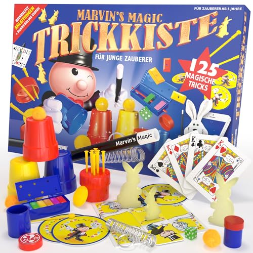 Marvin's Magic - Kinderzauberset - Trickkiste, 125 verblüffende Zaubertricks für Kinder - Zaubern leicht gemacht - Inklusive Zauberstab, Kartentricks und vielem mehr - Geeignet ab 6 Jahren von Marvin's Magic