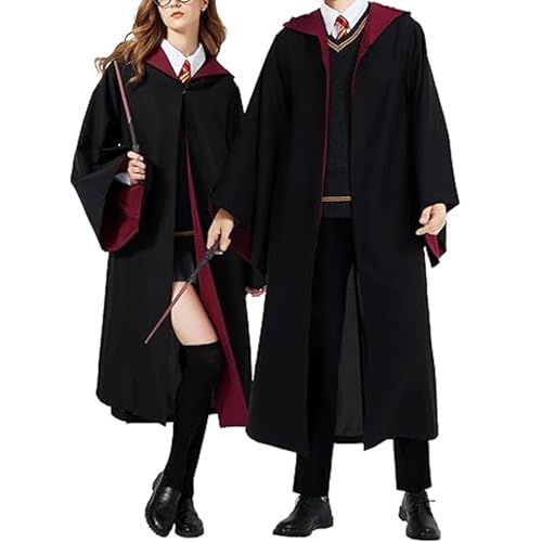 Marypaty Zauberer Kostüm für Erwachsene Kinder, Cosplay Kostüm mit Umhang Outfit Set mit Krawatte Brille Halloween Kostüme Zauberer Kostüm für Karneval, Halloween Party (Kinder, 135-155cm) von Marypaty