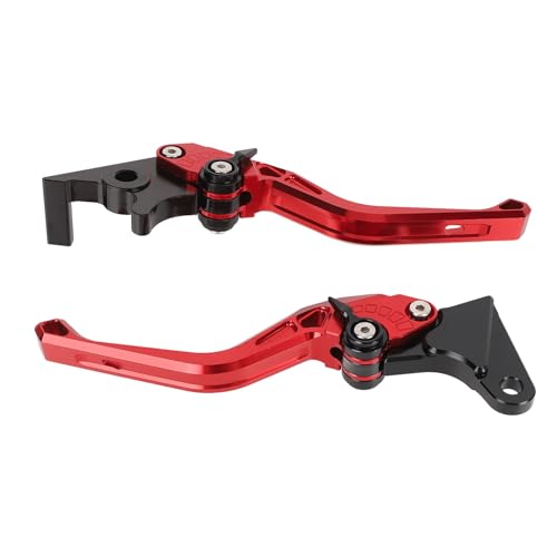MasYosh Paar von Motorradbremsenkupplungshebeln CNC Aluminiumlegierung Einstellbarer Winkel Ergonomischer Bremsbär für CB350 HNESS GB350 (Rot) von MasYosh