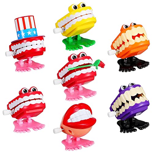 MasYosh Zähne Spielzeug, 7 Stück Aufziehspielzeug, Wind Up Figur Klapperzähne Gebiss zum Vorführen Zahnpflege, Augen, lustiges Witzspielzeug, Kindergeburtstag für Jungen Mädchen von MasYosh