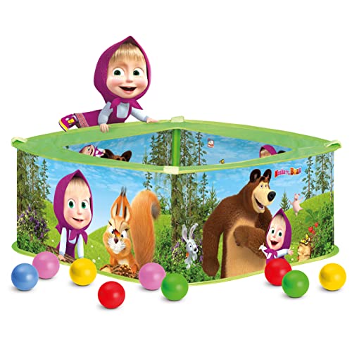 Mascha und der Bär Bällebad mit bunten Bällen, Spielzeug für Kinder (Viereckiger Bällepool, mit 50 bunten Bällen, ab 18 Monaten geeignet, Maße: 75 x 75 x 30 cm), Mehrfarbig von Mascha und der Bär