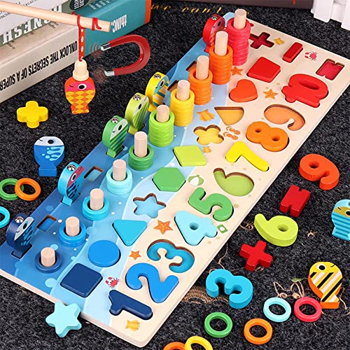 Montessori Lernspiele, Magnetisches Angelspiel, aus Holz, zum Lernen von Farben und Mathematik von Mascot Toys