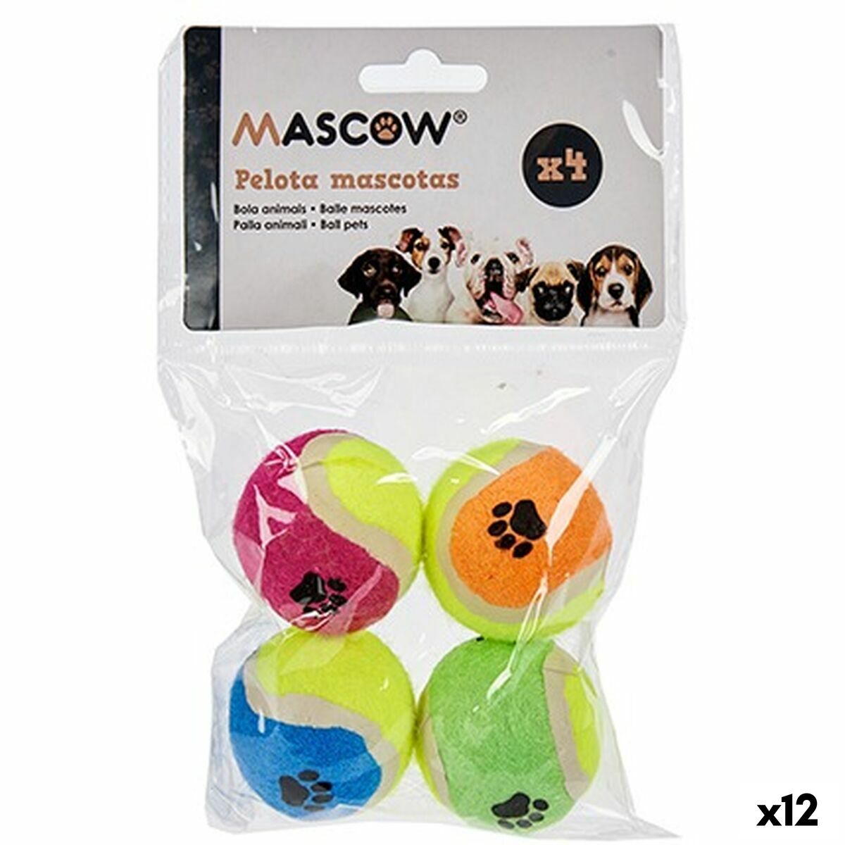 Hundespielzeug Mascow MC1010A(PHB) Bunt Polyäthylen Polypropylen ABS Ball Ø 4,5 cm (12 Stück) von Mascow