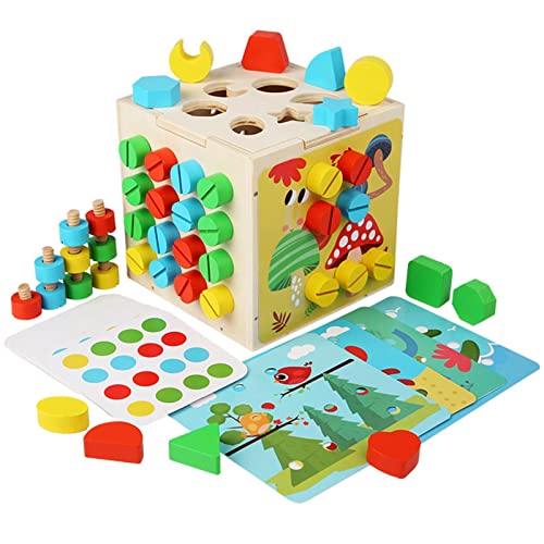 Maseyivi -Lernspielzeug | Holzfarben-Form-Matching-Spiel | Tragbares pädagogisches Lernspielzeug für die Feinmotorik für Kinder ab 3 Jahren von Maseyivi