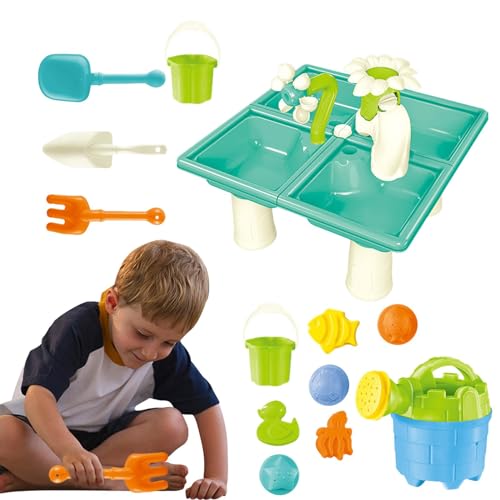 Maseyivi Sand-Wassertisch für Kleinkinder, Strandspielzeug-Wassertisch | 13 Stück Sandstrand-Tisch-Aktivitätsspielzeug für Kleinkinder,Interaktives sensorisches Outdoor-Hinterhof-Aktivitätsspielzeug von Maseyivi