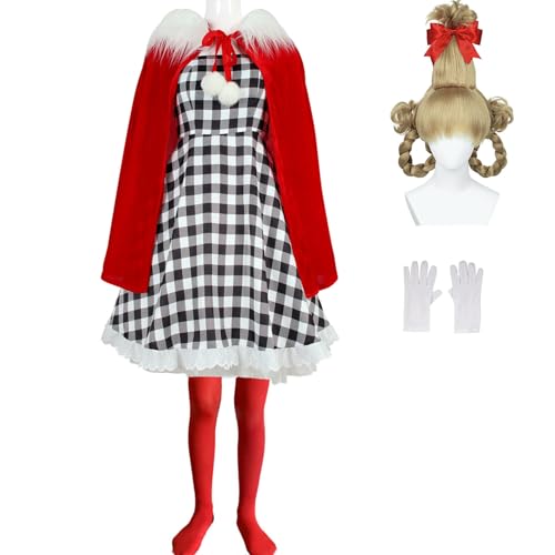 Masfrida Cindy Lou Who-Kostüm für Damen, Weihnachtskleid, Outfits mit Umhang für Mädchen, Weihnachten, Urlaub, Party Masfrida Cindy Lou Who-Kostüm für Damen, Weihnachtskleid, Outfits mit Umhang für Mädchen, Weihnachten, Urlaub, Party von Masfrida