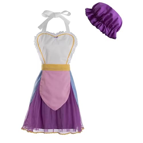 Masfrida Mrs Potts Kostüm Teekanne Dienstmädchen Kleider mit Hut Halloween Party Mrs Potts Outfit für Damen, Lila – Erwachsene, Woman Medium von Masfrida