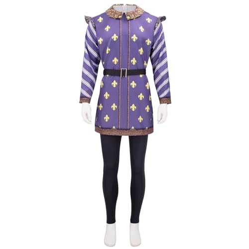 Masfrida Prinz Charm Kostüm Herren Top Hose Gürtel Königliche Uniform Halloween Prinz Outfit, Blau, L Masfrida Prinz Charm Kostüm Herren Top Hose Gürtel Königliche Uniform Halloween Prinz Outfit, Blau, L von Masfrida