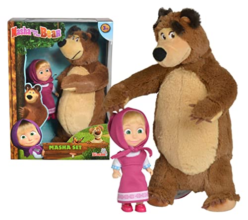 Simba 109301072 - Mascha und der Bär Set, Plüschbär und Puppe von Masha and the Bear