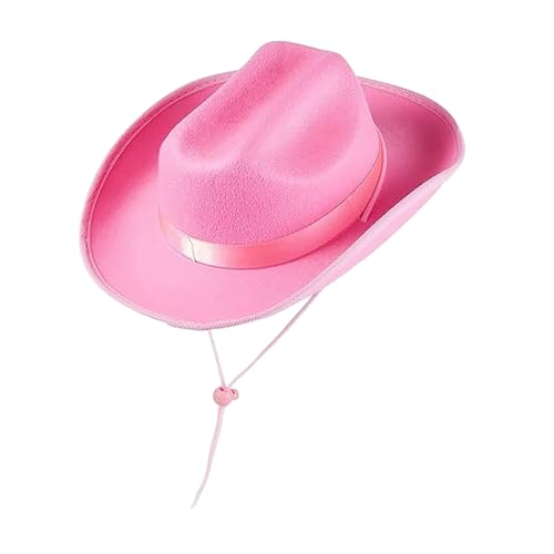 Mashaouyo Cowboyhut mit breiter Krempe, Hüte für Kostüme, Stoffhut, Schwarz (Hot Pink, Einheitsgröße) von Mashaouyo