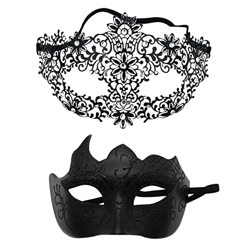 Mashaouyo Paar Gesichtsschutz Metall Gesichtsschutz Halloween Kostüm Gesichtsschutz Karneval Gesichtsschutz Rollenspiel Party Kostüm Tanz Hochzeit Party Gesichtsschutz (BK11, Einheitsgröße) von Mashaouyo
