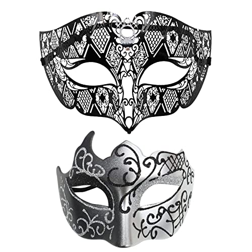 Mashaouyo Paar Gesichtsschutz Metall Gesichtsschutz Halloween Kostüm Gesichtsschutz Karneval Gesichtsschutz Rollenspiel Party Kostüm Tanz Hochzeit Party Gesichtsschutz (SL3, Einheitsgröße) von Mashaouyo