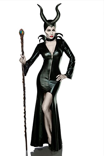 Damen Teufel Kostüm Verkleidung aus Kleid, Halsband, Hörnermaske Teufelin in schwarz S von Mask Paradise