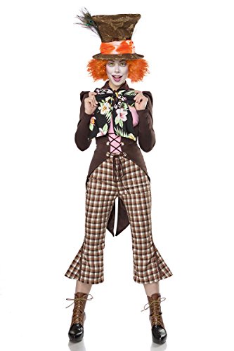 Mask Paradise Crazy Hatter Kost?mset in der Gr??e L, Set bestehend aus: Frack, Top, Zylinder, Fliege, Per?cke, Hose, Material: Polyester, Elasthan, Viskose, Baumwolle, Farbe: Mehrfarbig, 80107-066-026 von Mask Paradise