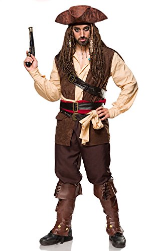 Mask Paradise Halloween Herren Kostüm Captain of the Caribbean aus PES in der Farbe Braun-Beige, Größe: 2XL, 80112-116-028 von Mask Paradise