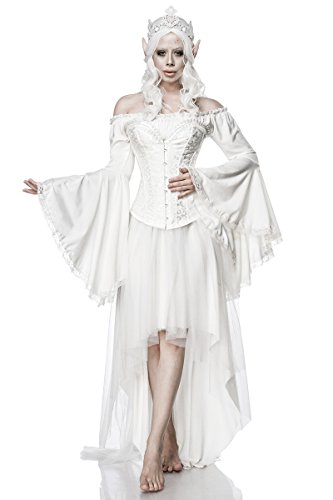 Mask Paradise mystisches Elf Queen Kost?mset in der Gr??e XL, Set bestehend aus: kurze Bluse, Corsage, asymmetrischer Rock, ein Paar Ohren, Kr?nchen aus Filz, Farbe: wei?, 80077-014-027 von Mask Paradise