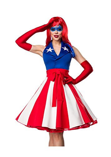 Mask Paradise Miss America Kost?mset im Stars and Stripes Design, in der Gr??e XL, hergestellt aus 80% Polyester, 20% Elasthan, Handschuhe: 100% Polyester, Farbe: blau/rot/wei?, 80057-163-027 von Mask Paradise