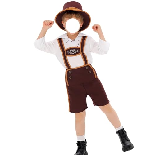 Maskjuwio Jungenanzug Bierfest Karneval Retro Cos Anzug Traditionelles ethnisches Eltern-Kind-Kostüm Kinderbieranzug Anzug Dschungel Baby Anzug (Brown, 4-5 Years) von Maskjuwio