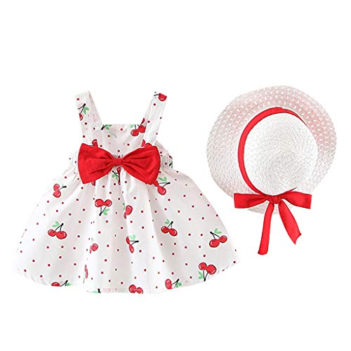 Maskjuwio OutFits Prinzessin Baby Kleinkind Mädchen Ärmellose Dot Bogenhut Mädchen Outfits & Set Prinzessin Kostüm (Red, 18-24 Months) von Maskjuwio