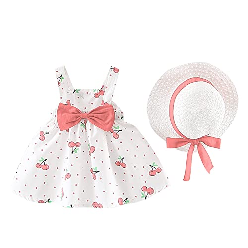 Maskjuwio Outfits Prinzessin Baby Kleinkind Mädchen Ärmellose Dot Bogenhut Mädchen Outfits & Set Prinzessin Kostüm (Pink, 12-18 Months) von Maskjuwio