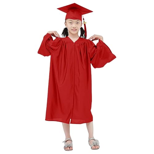 Maskjuwio -Toga-Abschlusskleid-Set -Kindergartenkostüme und -kappen Schulabschlusskostüme Crossdressing Mittelschulkostüme Crossdressing Kleidung Kleinkind (Red, 7-8 Years) von Maskjuwio