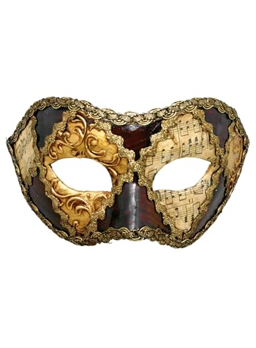 Colombina scacchi oro cuoio musica - Venezianische Maske - traditionell handgefertigt - Carnevale di Venezia von Maskworld